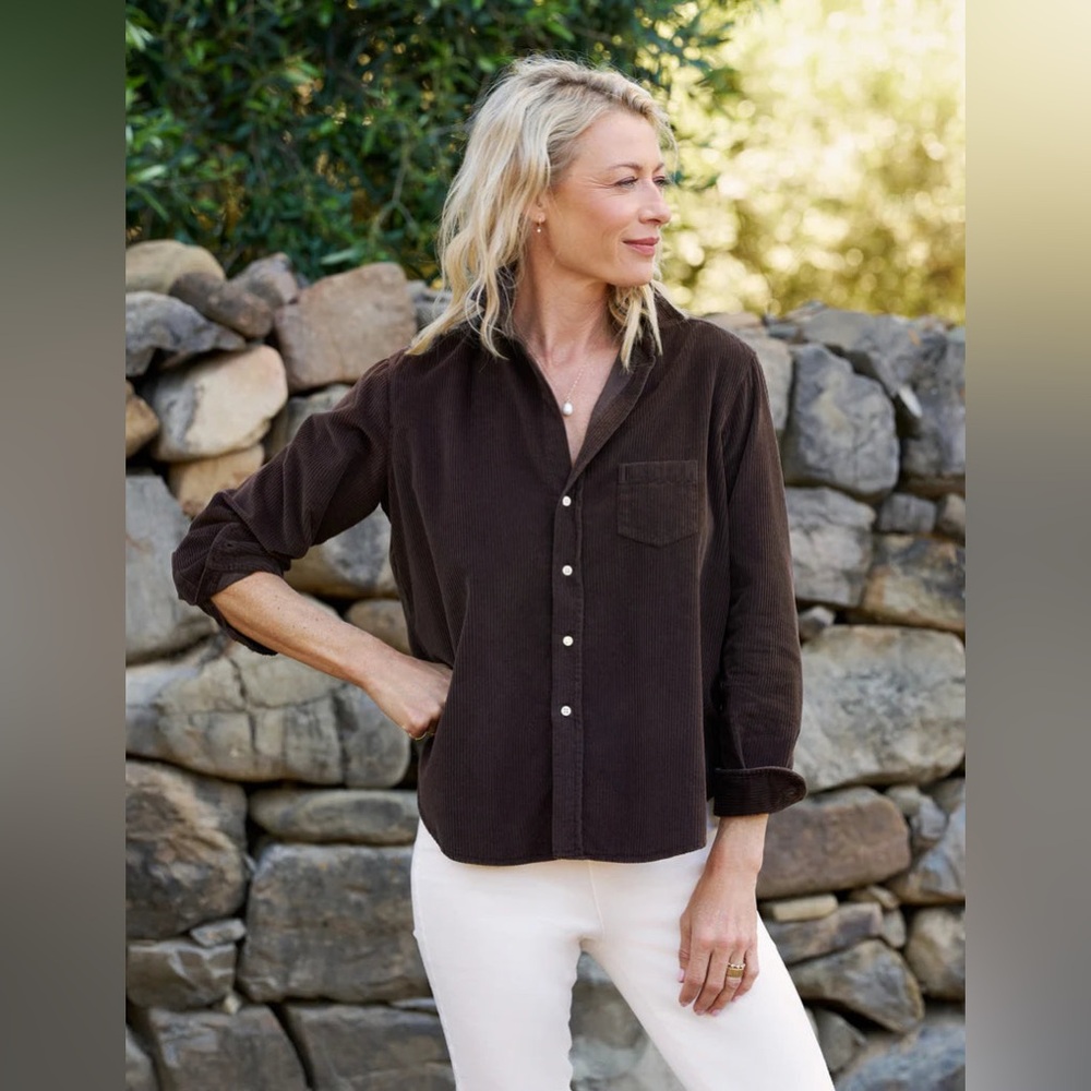BNWT Frank & Eileen Relaxed Corduroy Button Up Shirt in Espresso